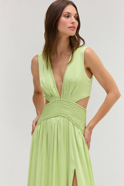 VESTIDO LONGO CETIM SUNSET VERDE CLARO