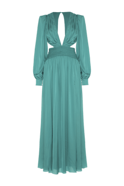 VESTIDO LONGO CETIM SUNSET VERDE
