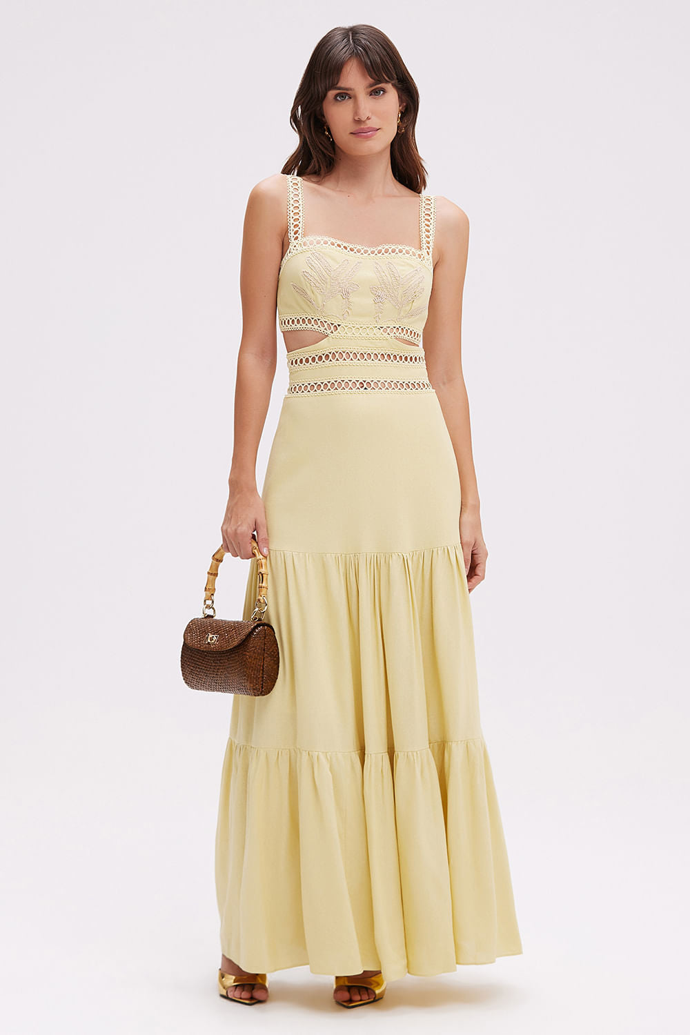 VESTIDO LONGO LINHO CANDY AMARELO