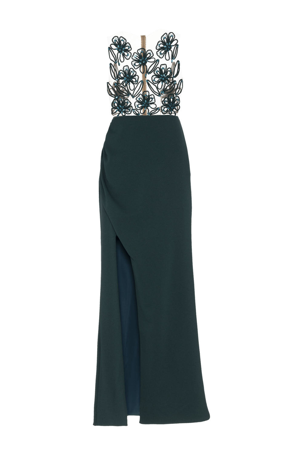 VESTIDO LONGO CREPE GLAM VERDE ESCURO