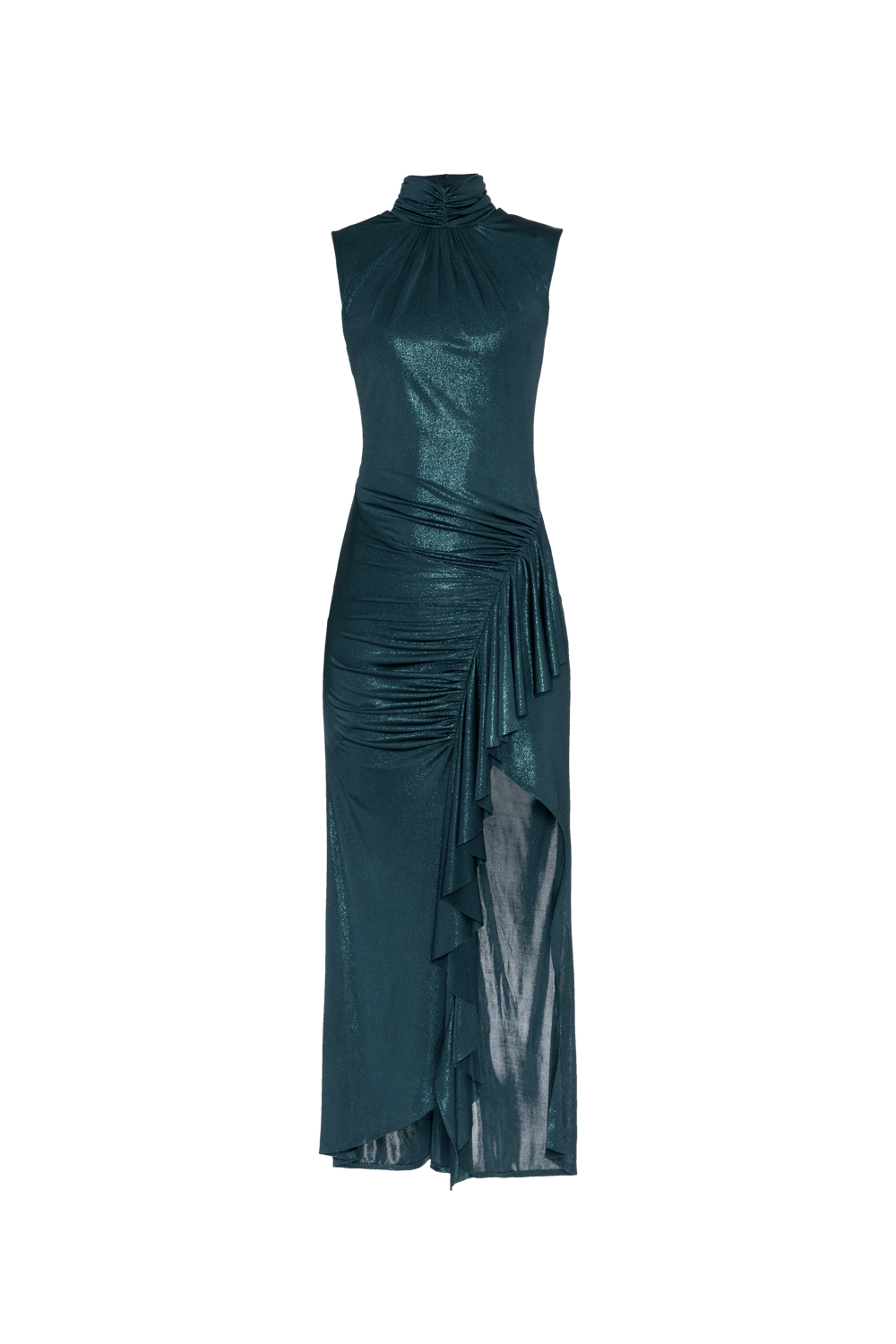 VESTIDO MÍDI JERSEY FOIL VERDE ESCURO