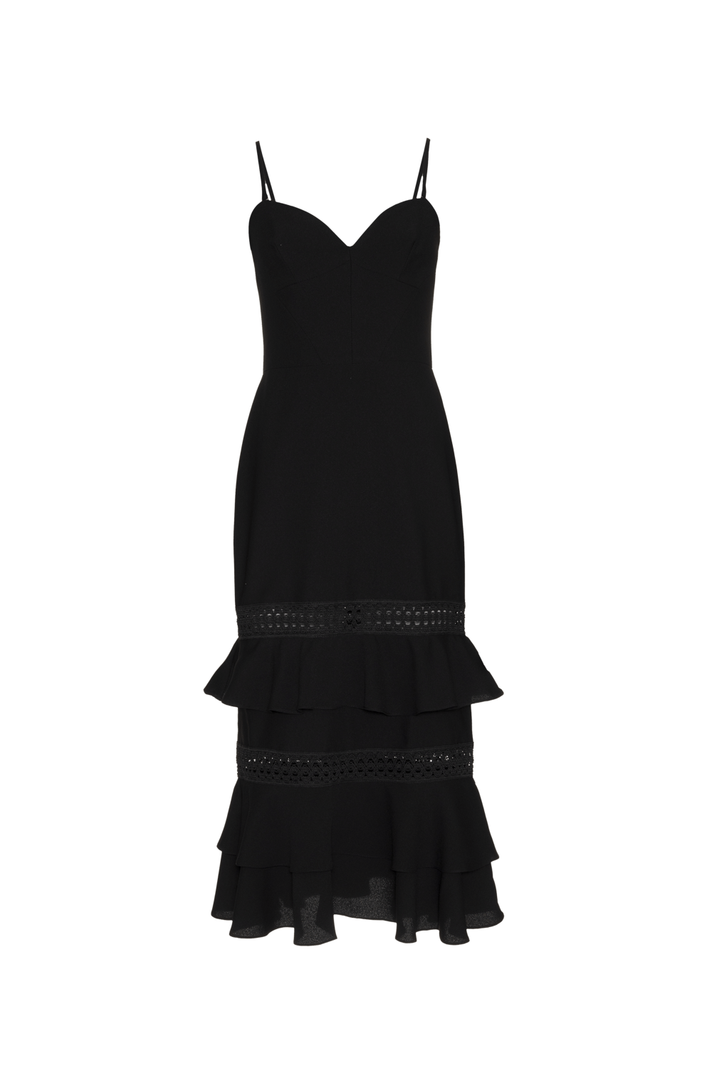 VESTIDO MÍDI CREPE FRAMES PRETO