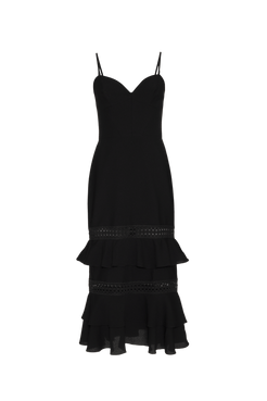VESTIDO MÍDI CREPE FRAMES PRETO