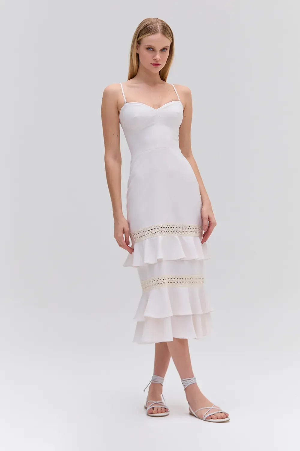 VESTIDO MÍDI CREPE FRAMES OFF WHITE