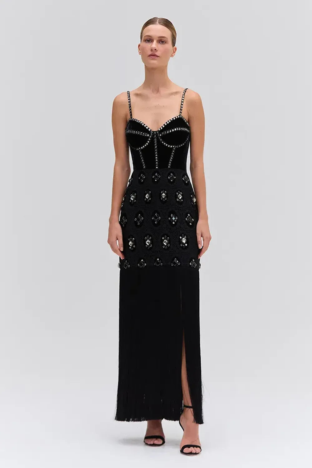 VESTIDO MÍDI BLACK VELVET PRETO