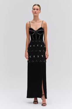 VESTIDO MÍDI BLACK VELVET PRETO
