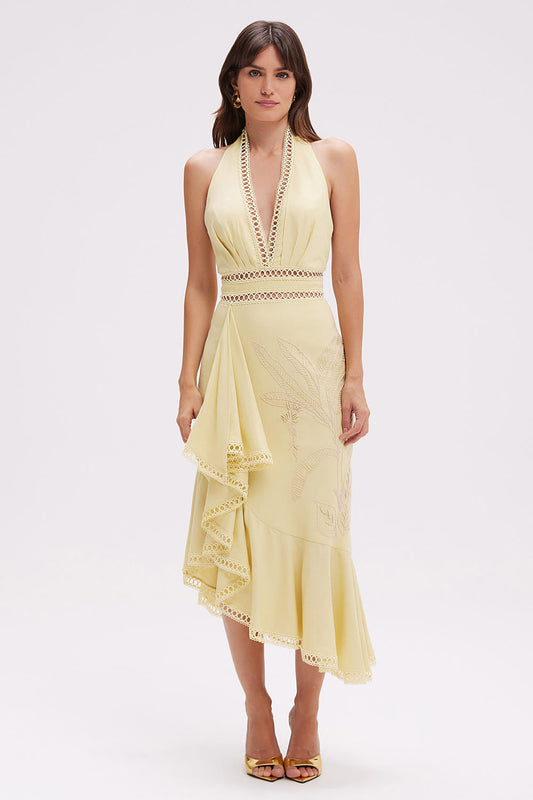 VESTIDO MÍDI LINHO CANDY AMARELO