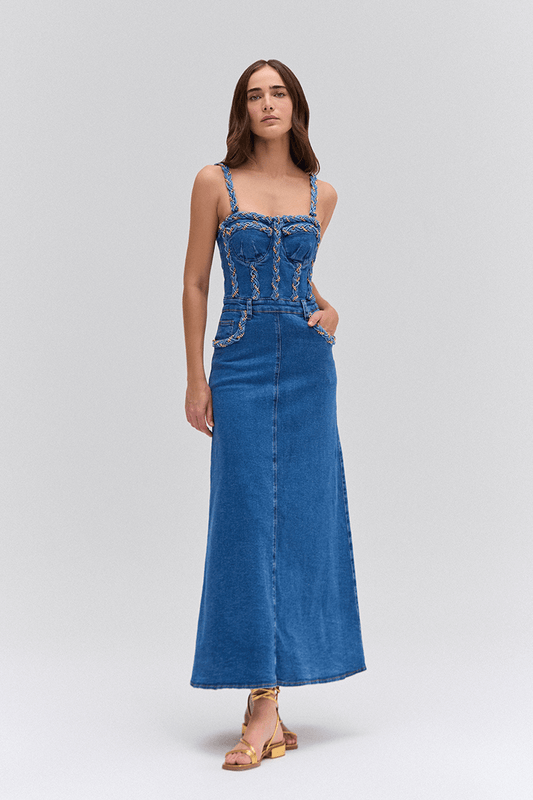 VESTIDO MÍDI MARINE DENIM AZUL