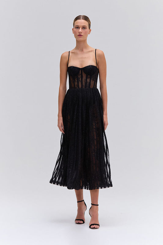 VESTIDO MÍDI LACE PRETO