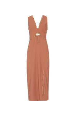 VESTIDO MÍDI CREPE NAVY LARANJA