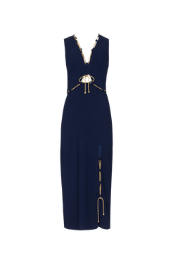 VESTIDO MÍDI CREPE NAVY AZUL ESCURO