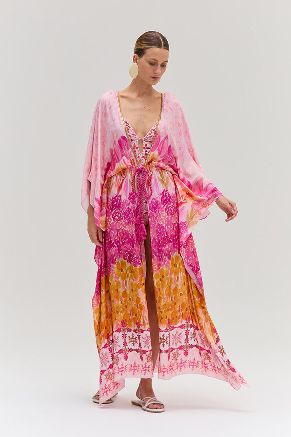 SAÍDA DE PRAIA SINTRA FLOWER AMARELO / ROSA