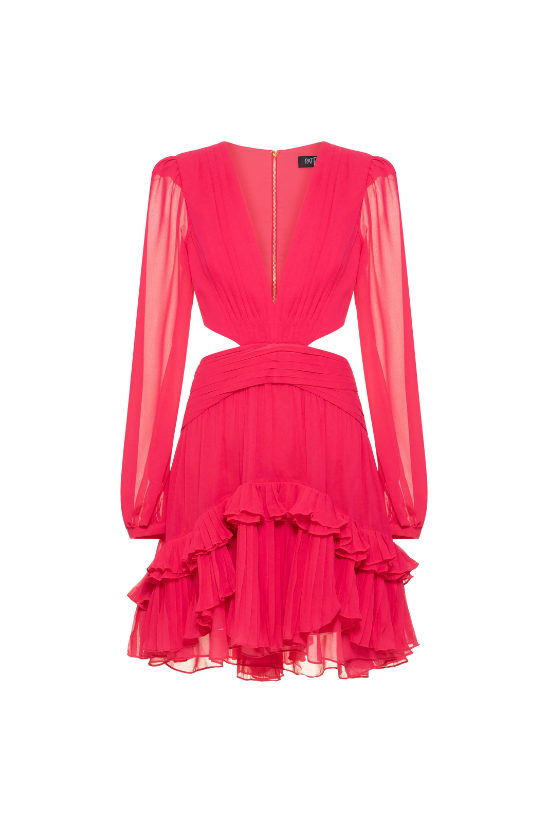 VESTIDO CURTO BABADOS CHIFFON TURNER ROSA