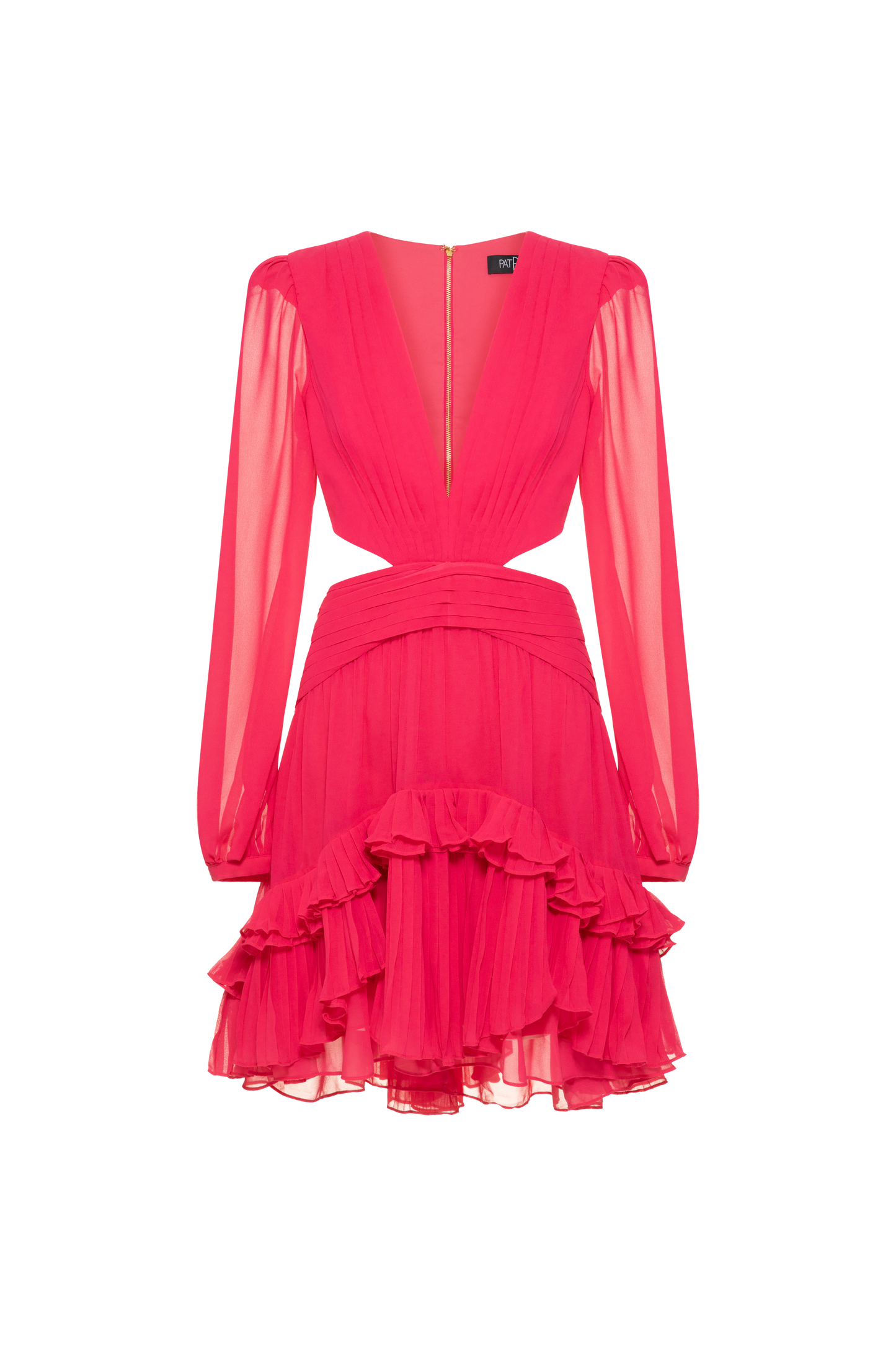 VESTIDO CURTO BABADOS CHIFFON TURNER ROSA