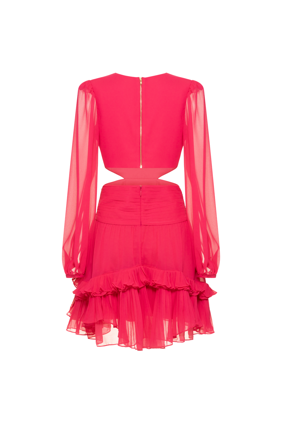 VESTIDO CURTO BABADOS CHIFFON TURNER ROSA