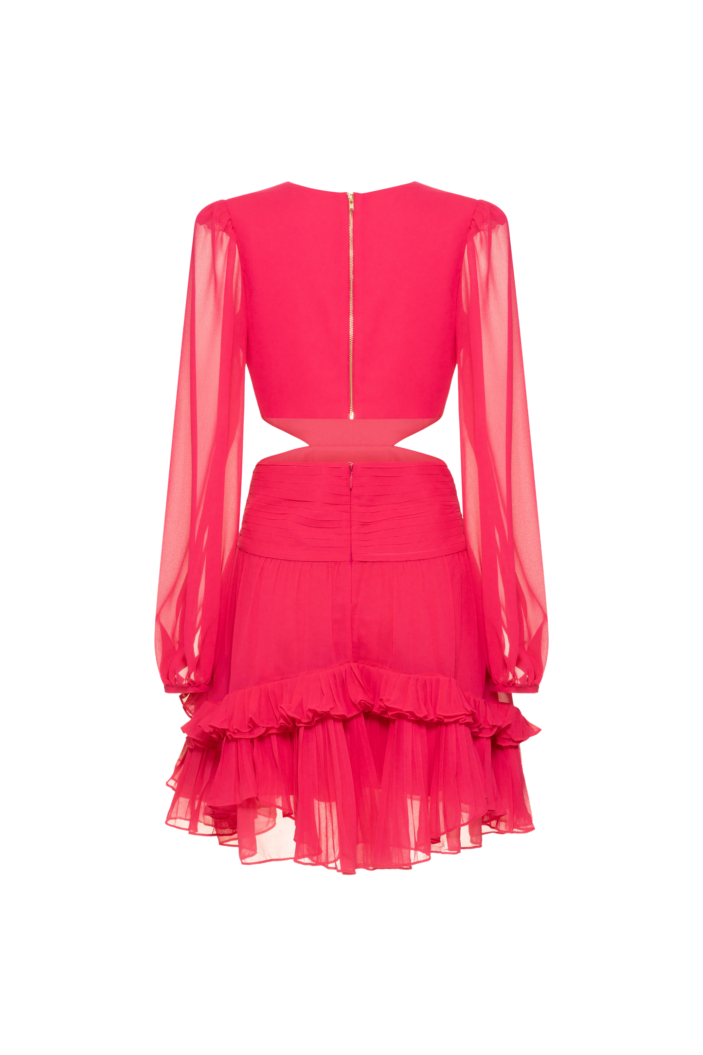 VESTIDO CURTO BABADOS CHIFFON TURNER ROSA