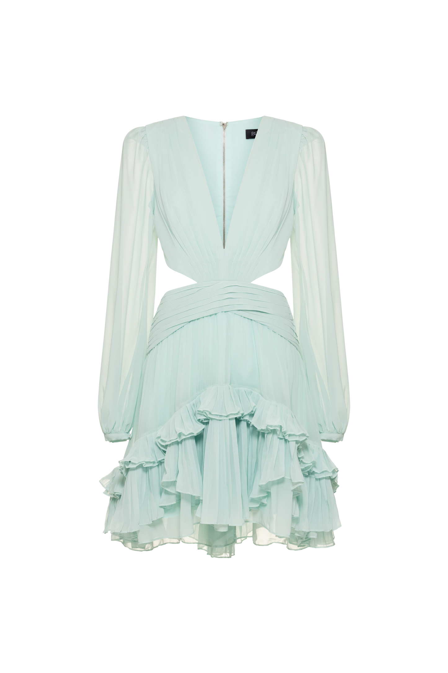 VESTIDO CURTO BABADOS CHIFFON TURNER VERDE
