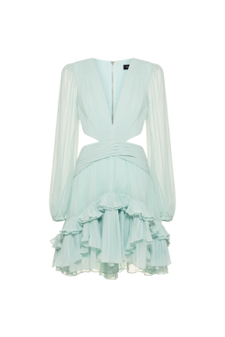 VESTIDO CURTO BABADOS CHIFFON TURNER VERDE