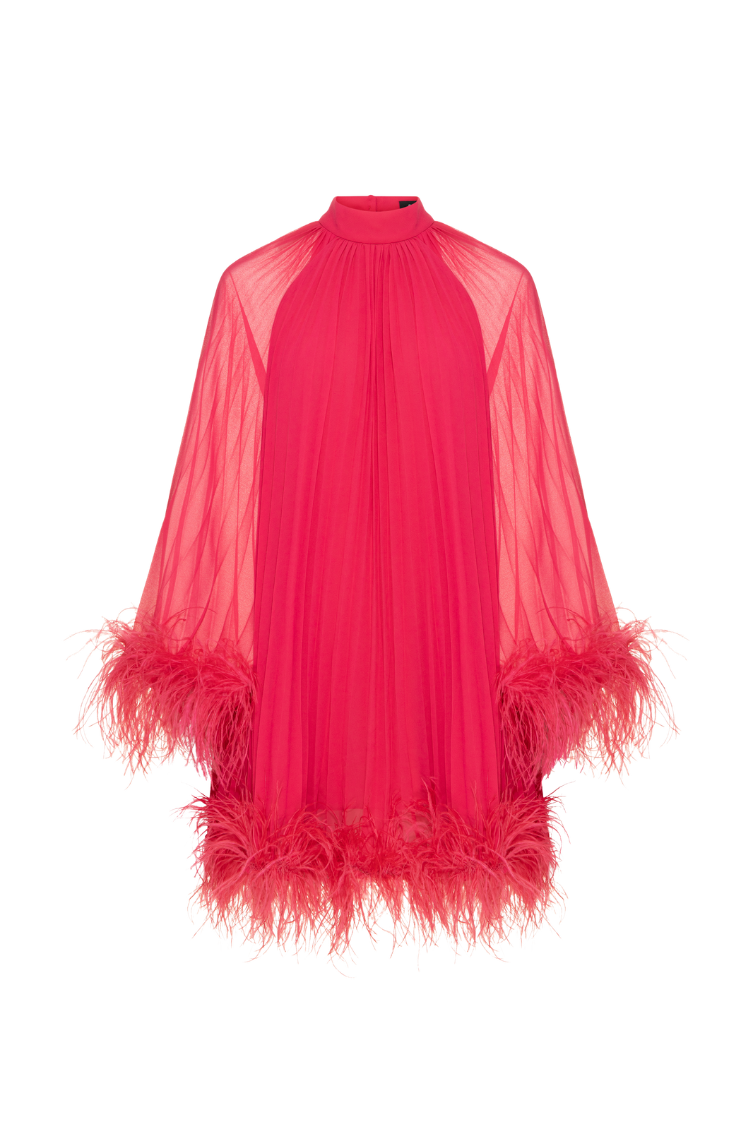 VESTIDO CURTO PLUMAS CHIFFON TURNER ROSA