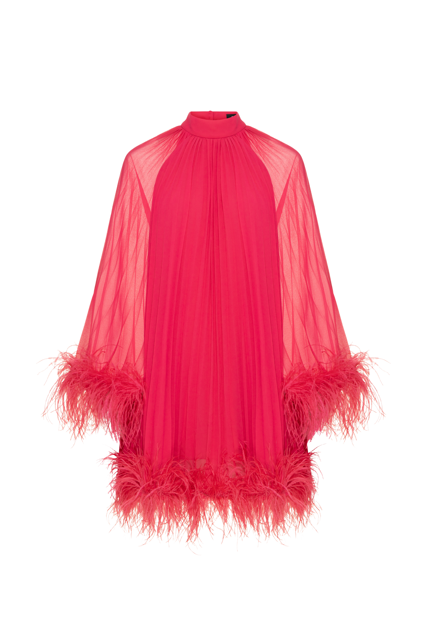 VESTIDO CURTO PLUMAS CHIFFON TURNER ROSA