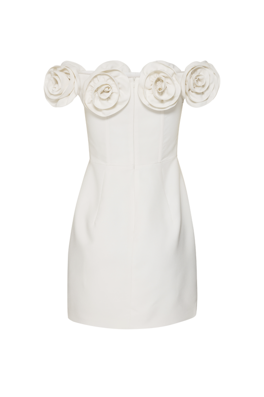 VESTIDO CURTO CREPE BLUME  OFF WHITE