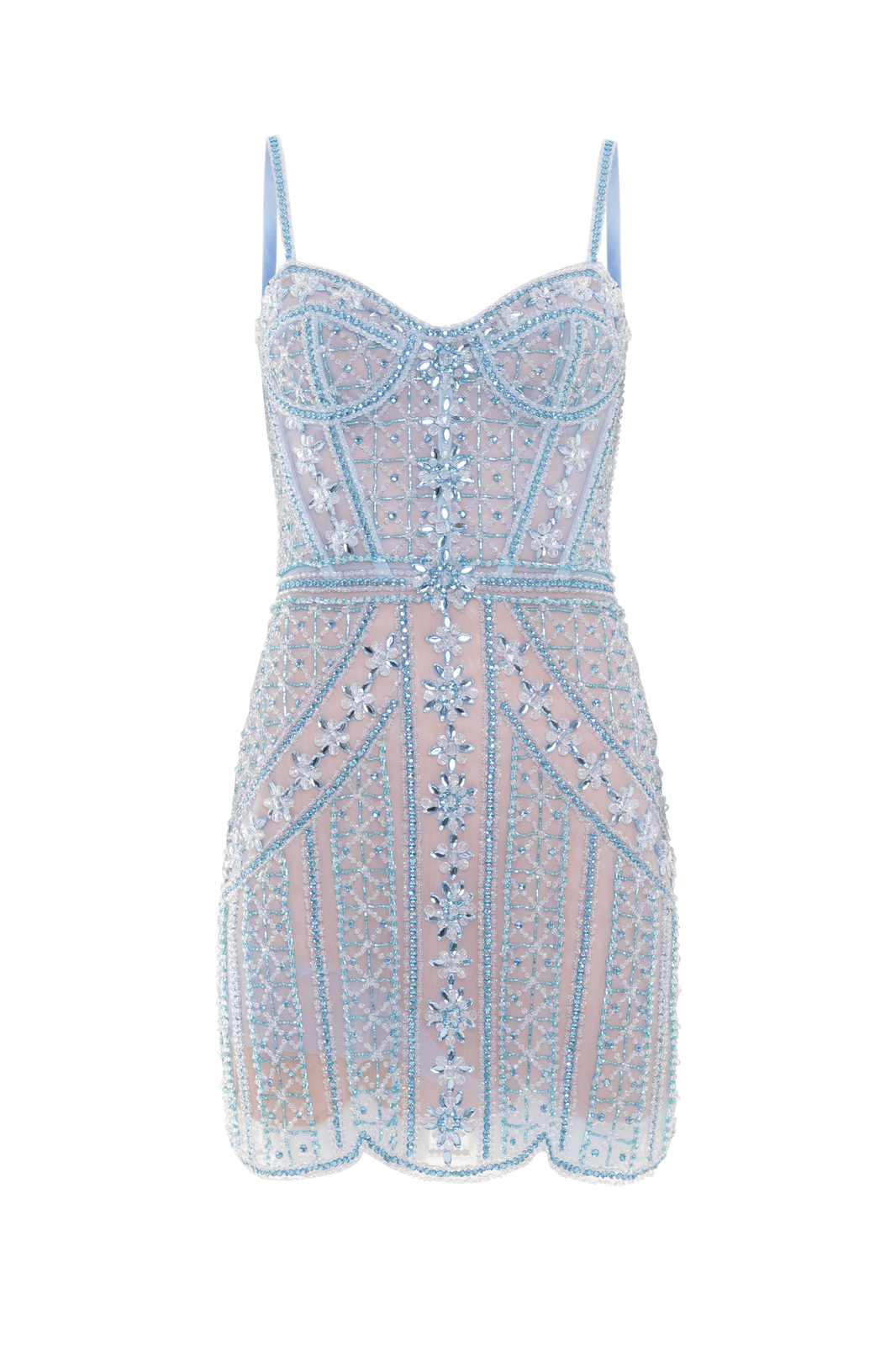 VESTIDO CURTO BUTTERFLY EMBROIDERY AZUL CLARO