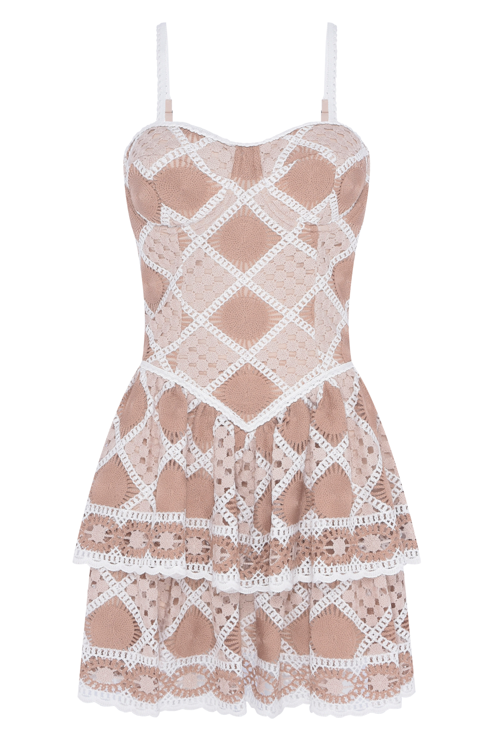 VESTIDO CURTO BOSSA CROCHET BEGE