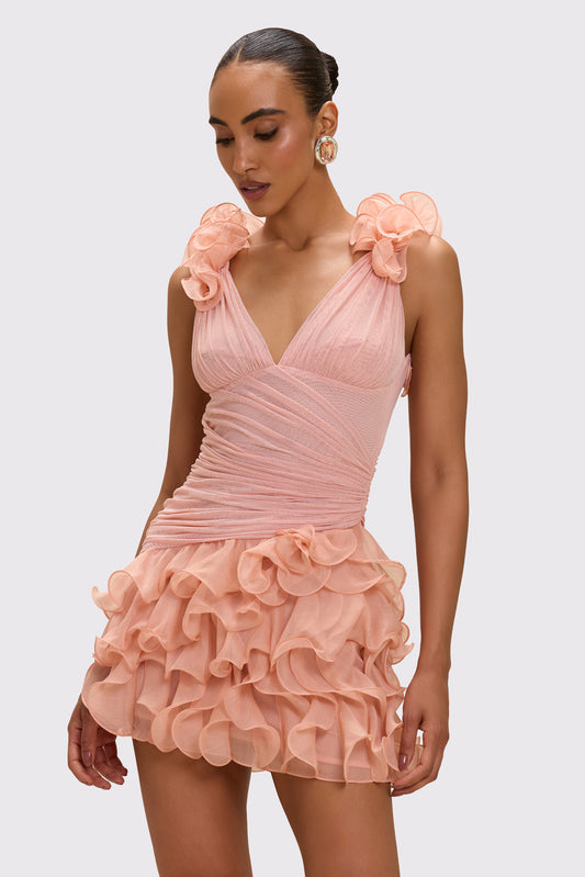 VESTIDO CURTO CHIFFON DAYDREAM LARANJA CLARO