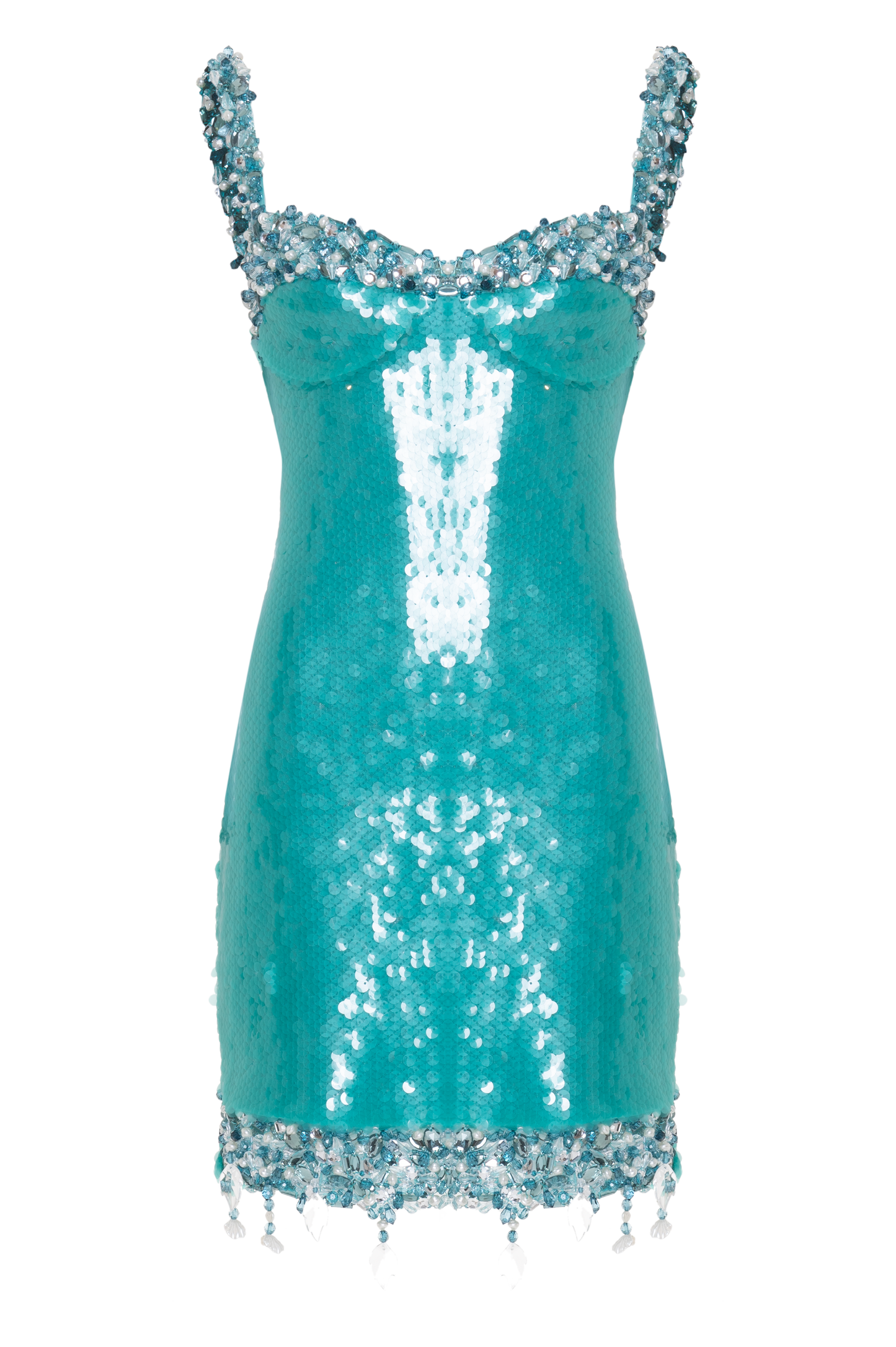VESTIDO CURTO PAETÊ ISLA VERDE CLARO