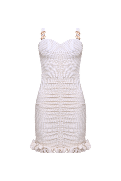 VESTIDO CURTO MALHA GAVEA OFF WHITE