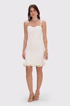 VESTIDO CURTO MALHA GAVEA OFF WHITE