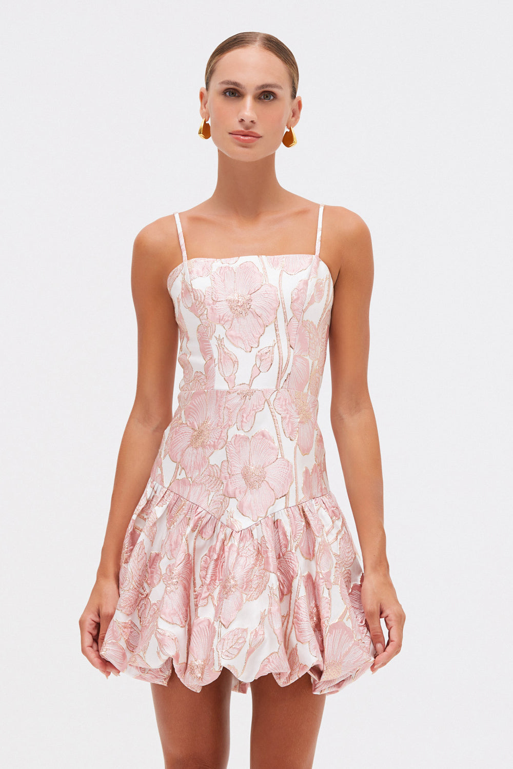 VESTIDO CURTO JACQUARD PETAL ROSA