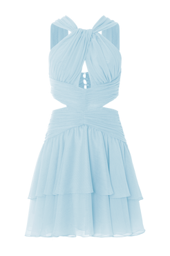 VESTIDO CURTO CHIFFON DAYDREAM AZUL CLARO