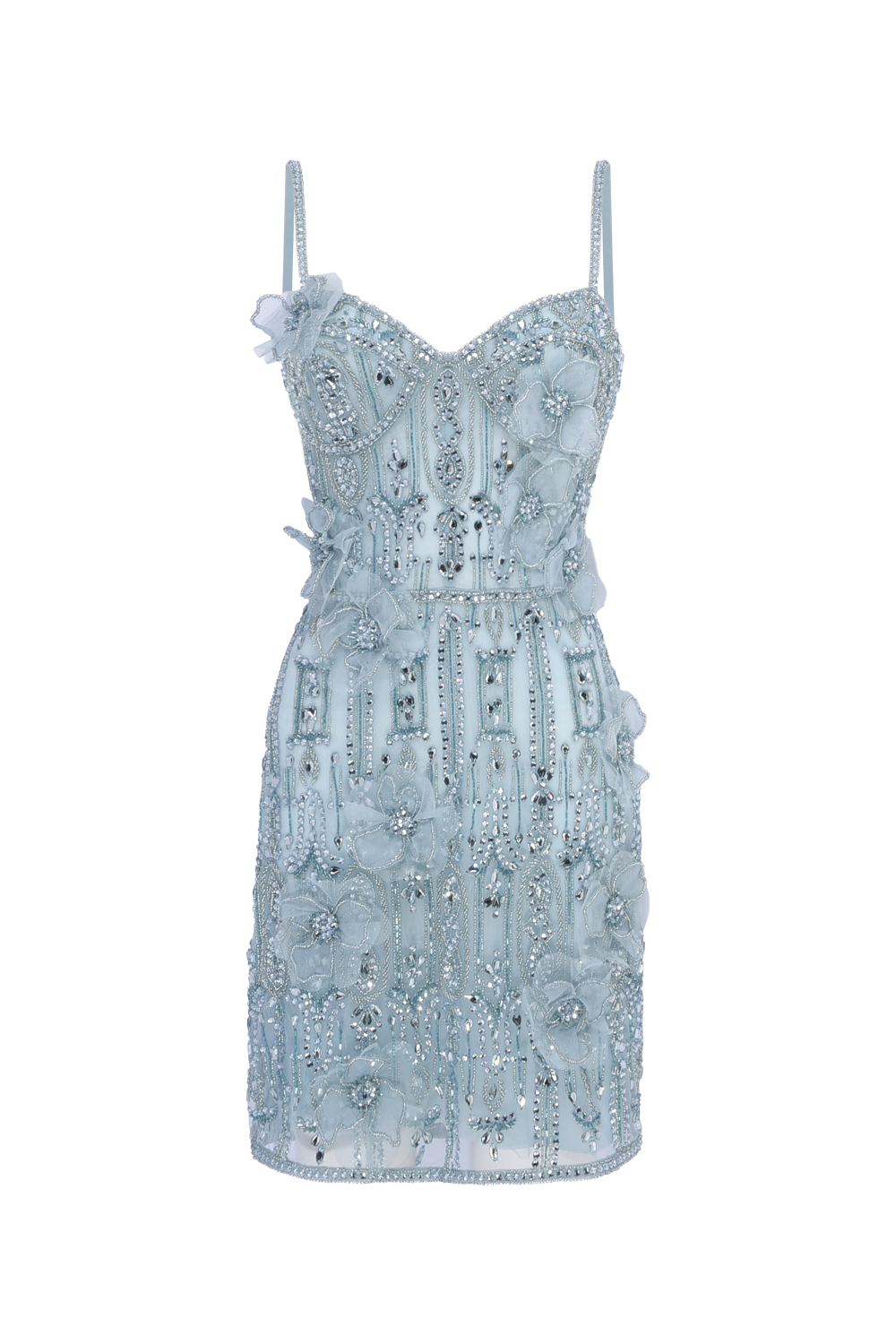 VESTIDO CURTO CRYSTAL MOONLIGHT
 AZUL CLARO
