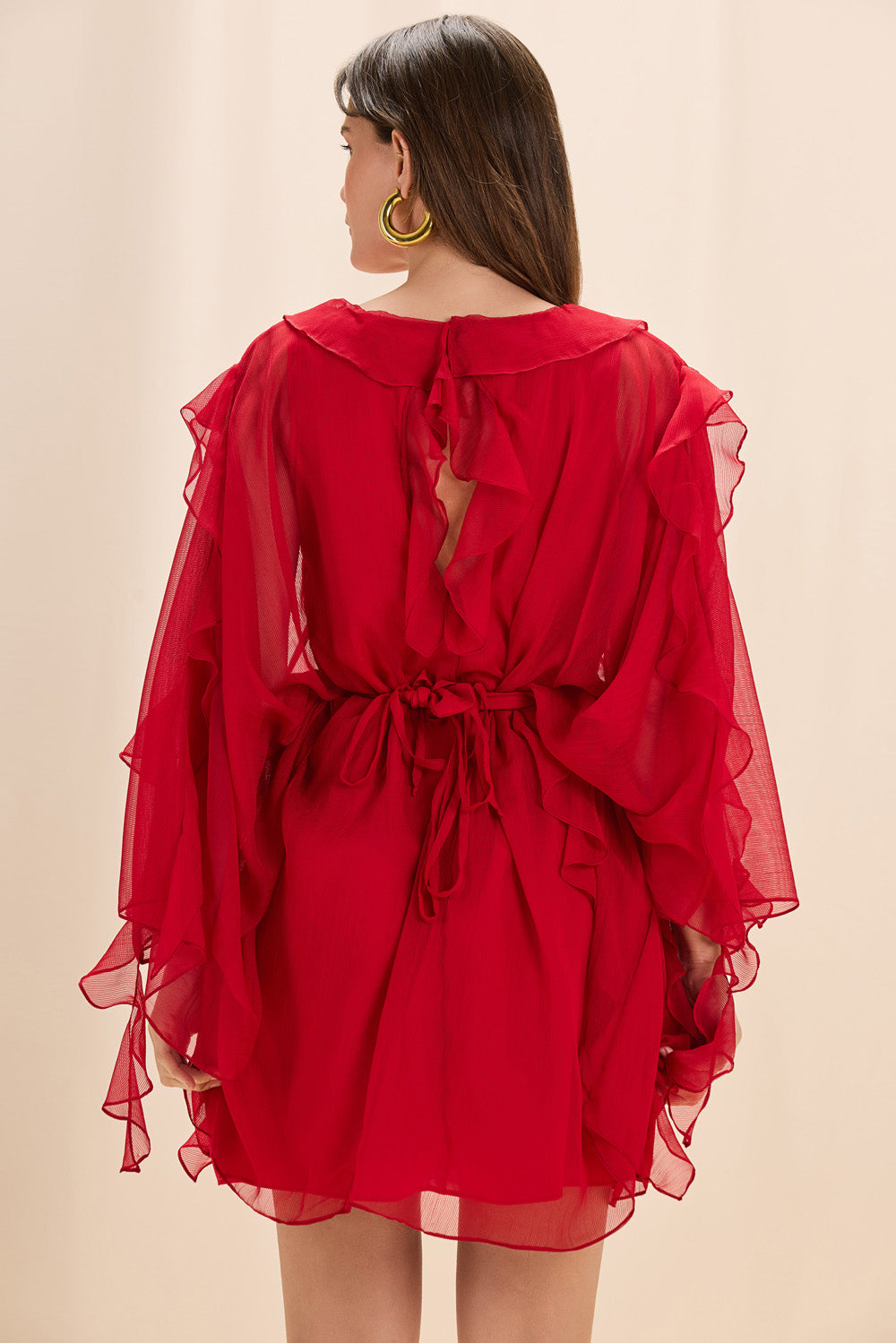 VESTIDO CURTO SILKY PLISSE ÉCHO VERMELHO
