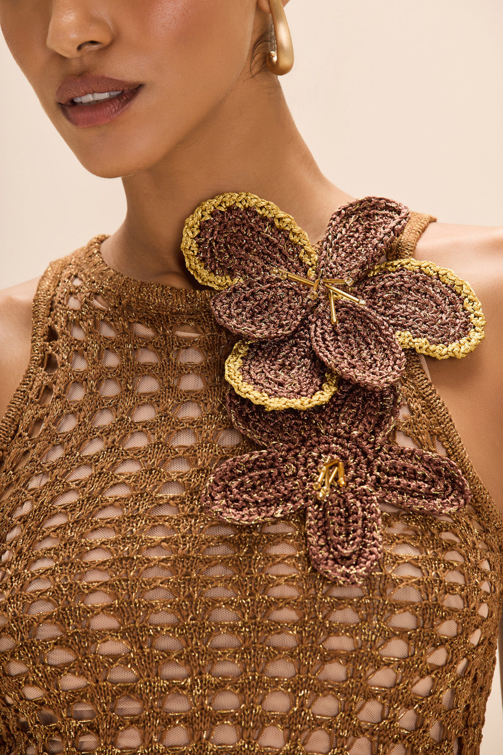 VESTIDO CURTO TRICOT GAIA MARROM