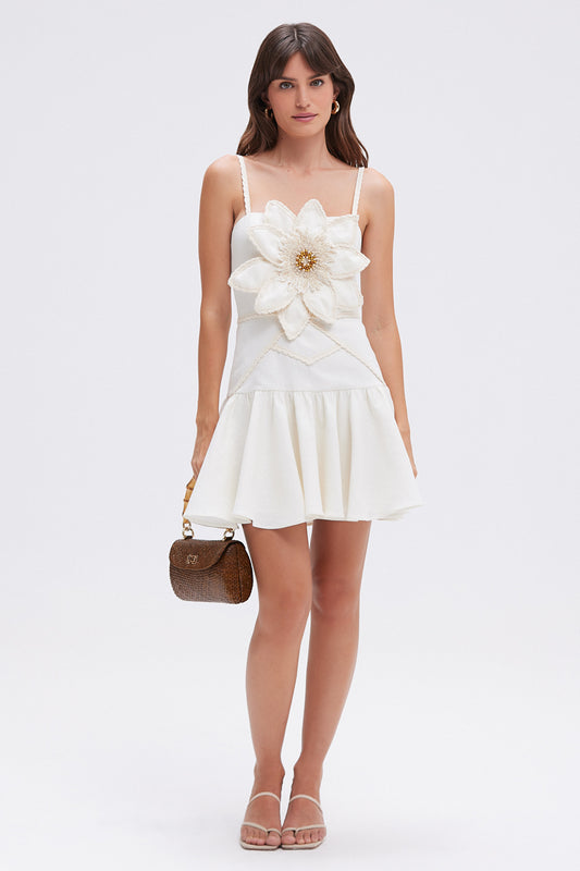 VESTIDO CURTO LINHO TROPIC OFF WHITE