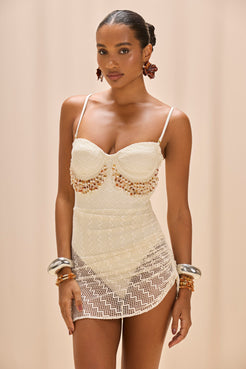 VESTIDO CURTO MIDNIGHT PEARL OFF WHITE