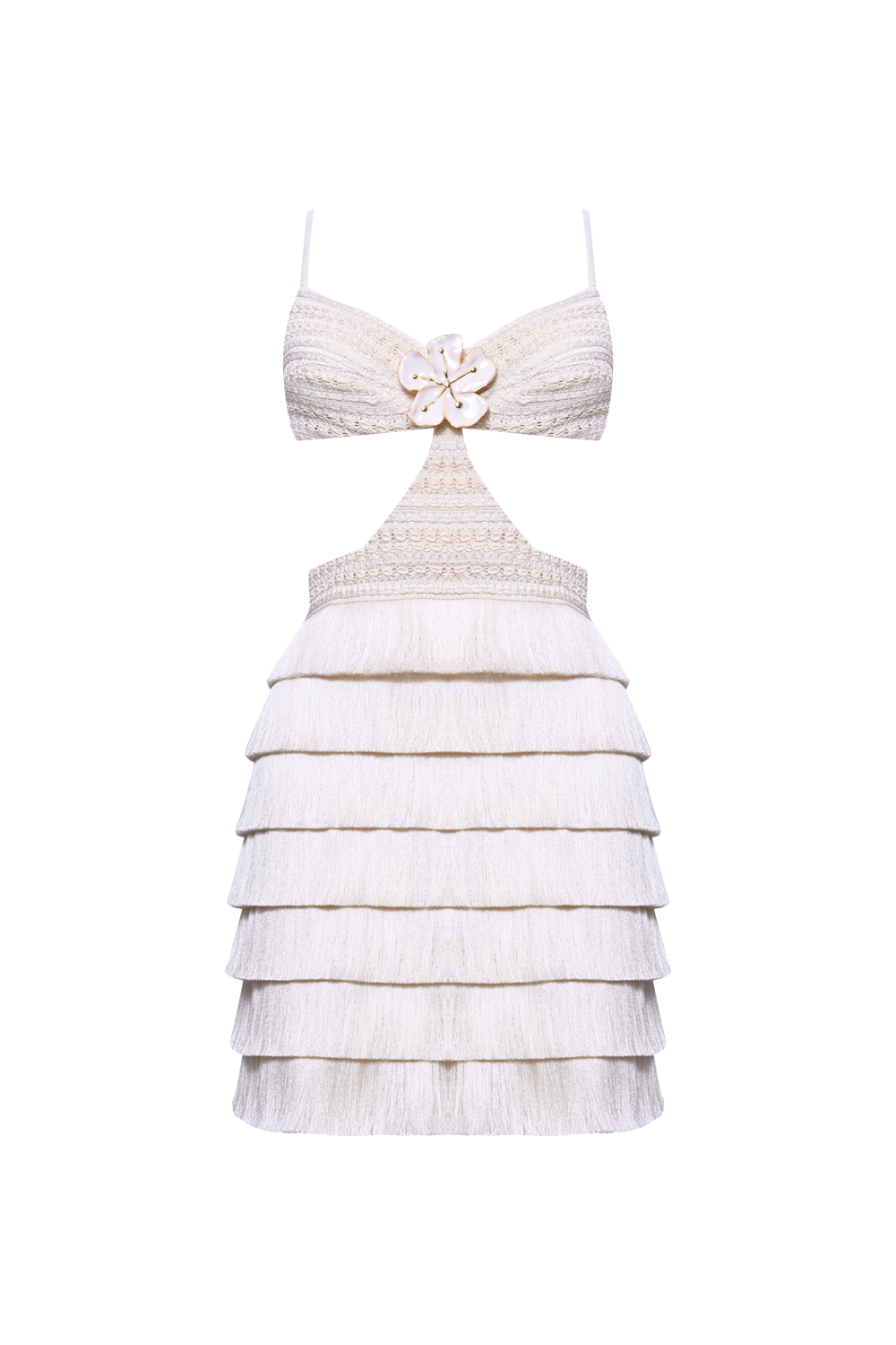 VESTIDO CURTO LYA FRINGE OFF WHITE
