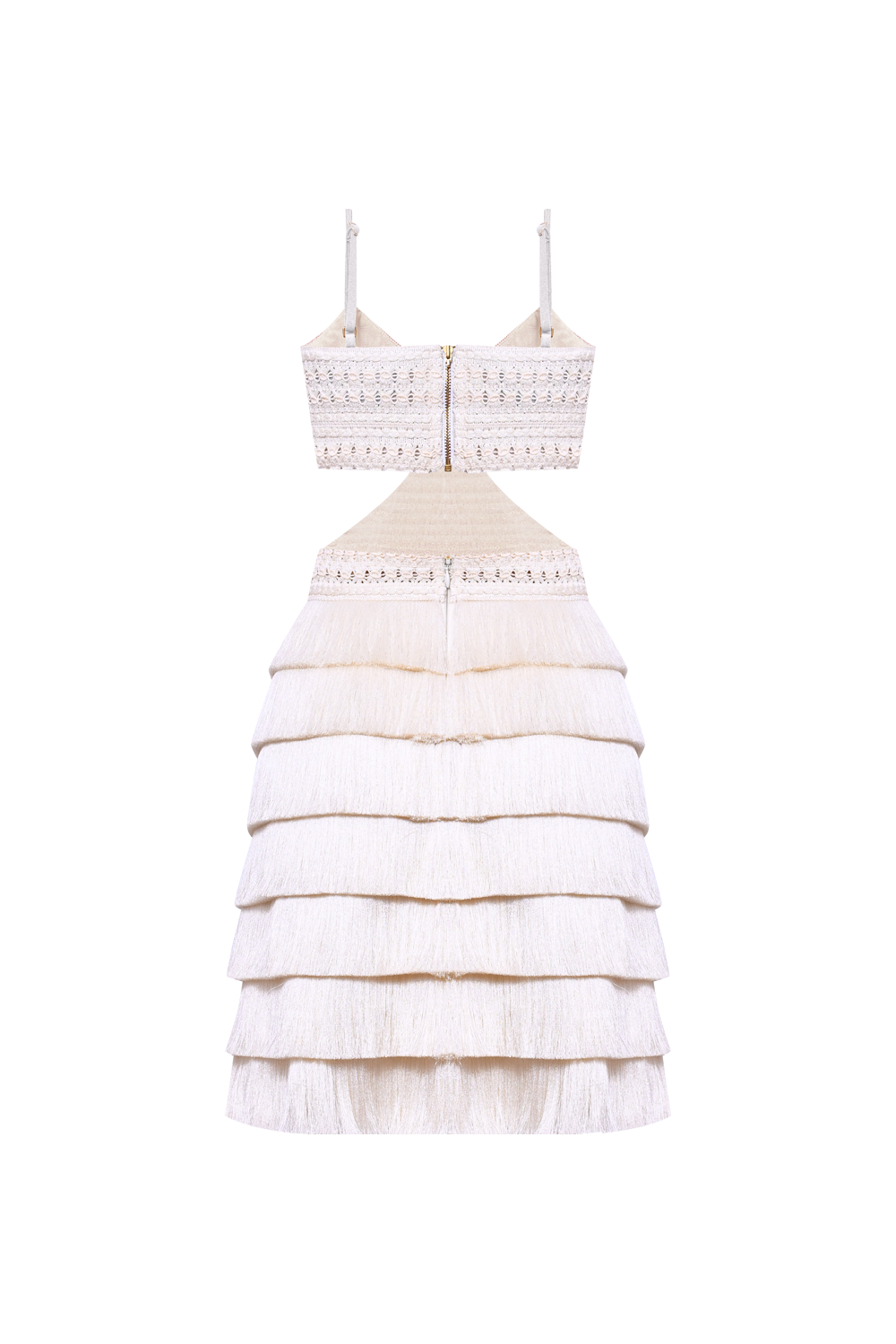 VESTIDO CURTO LYA FRINGE OFF WHITE