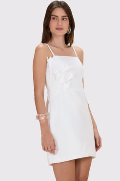 VESTIDO CURTO CREPE DAMA OFF WHITE