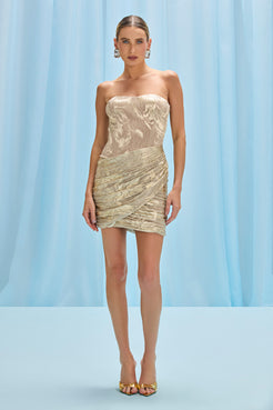 VESTIDO CURTO LUREX GOLDEN DUST DOURADO