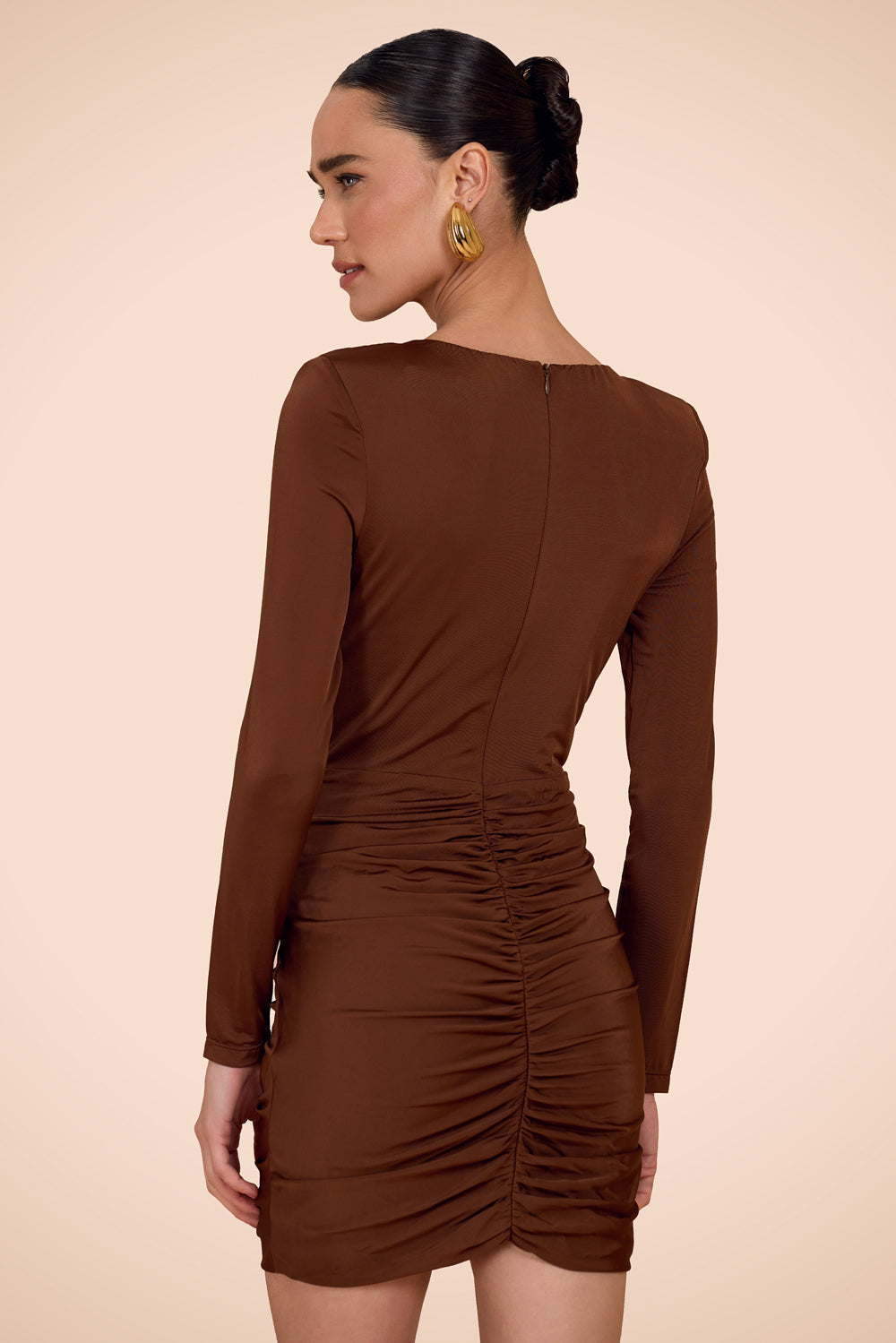 VESTIDO CURTO MOONLIT JERSEY MARROM