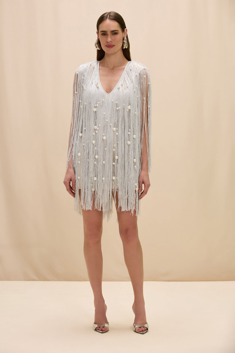 VESTIDO CURTO AUREA CROCHET PRATA