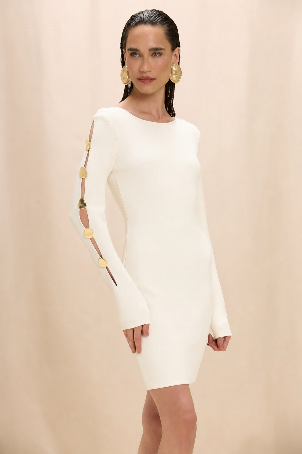 VESTIDO CURTO TRICOT BIBI OFF WHITE
