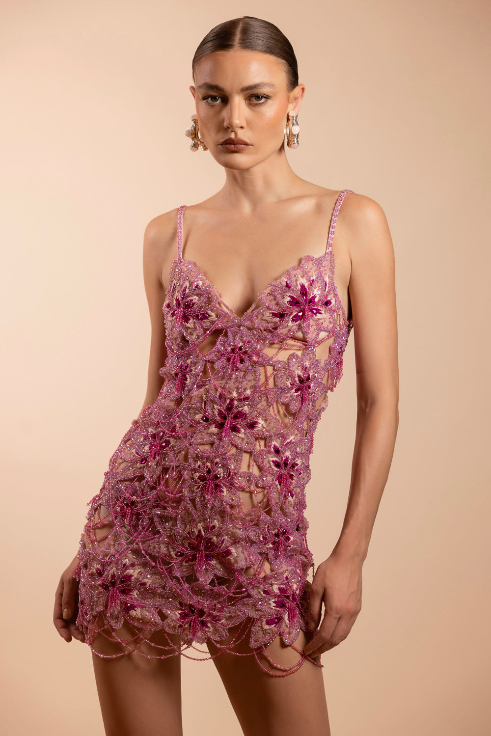 VESTIDO CURTO AMELIA EMBROIDERY ROSA