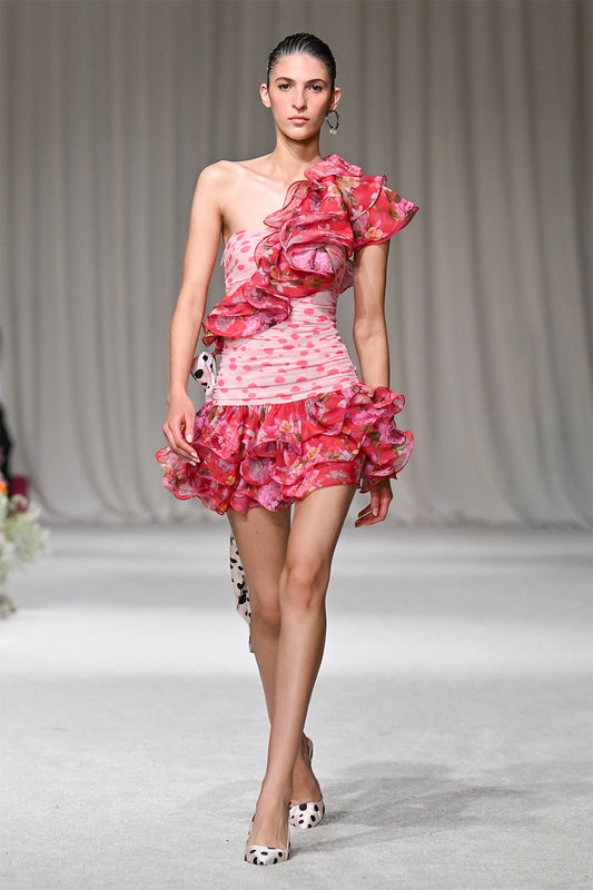 VESTIDO CURTO PEONY DOTS VERMELHO