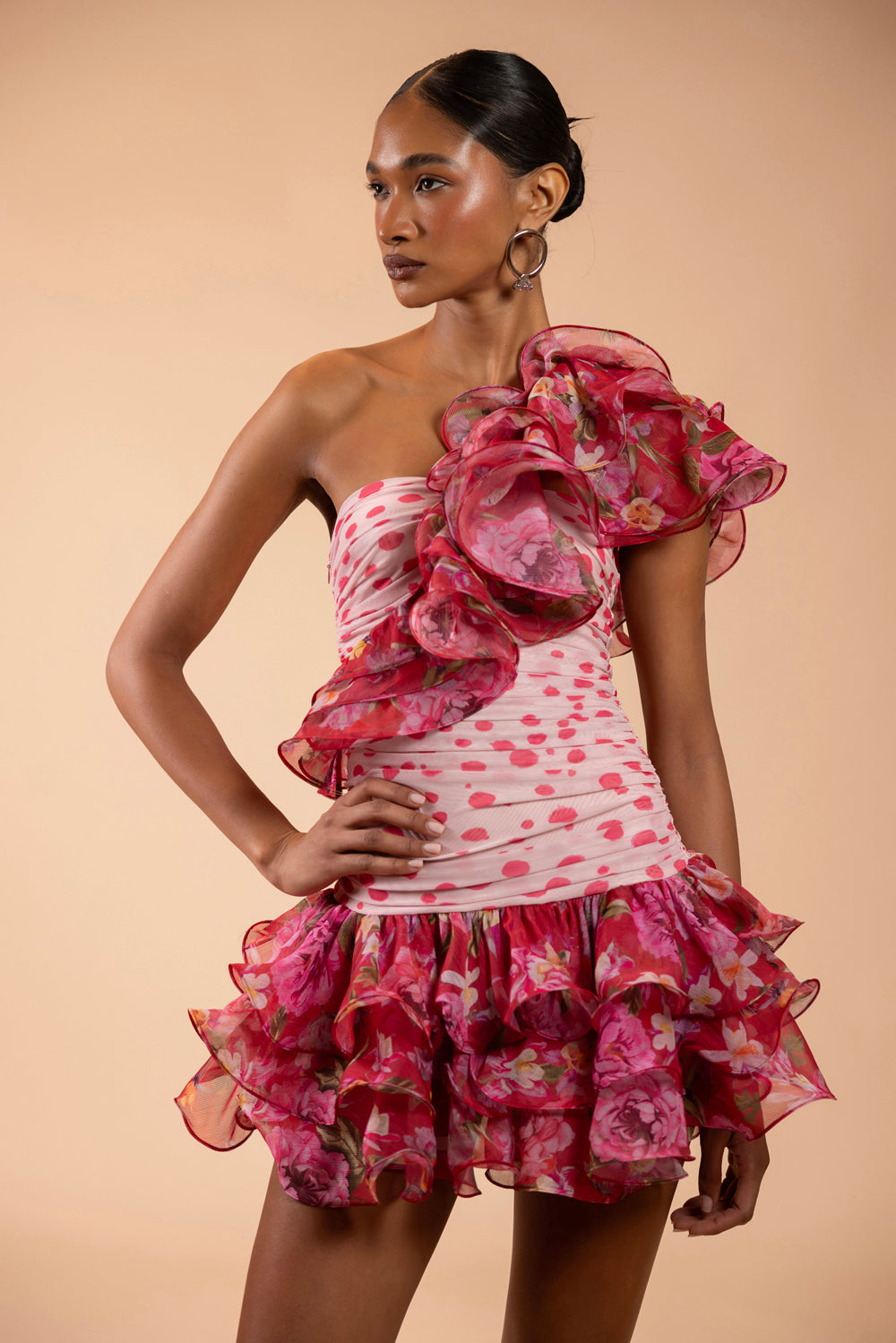 VESTIDO CURTO PEONY DOTS VERMELHO