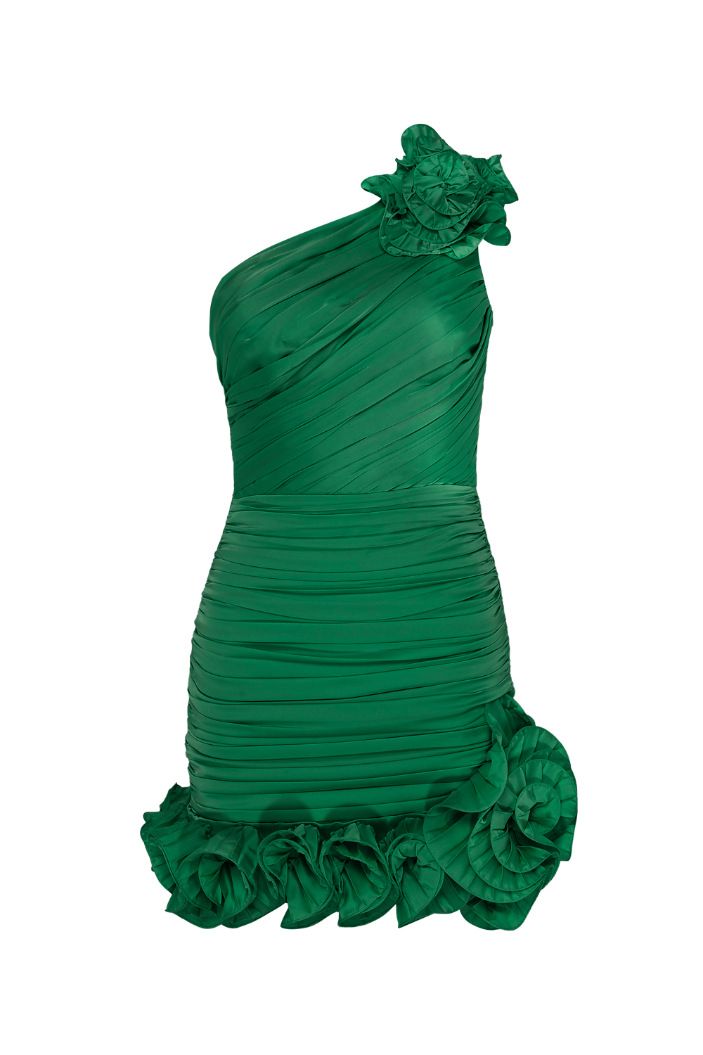 VESTIDO CURTO CETIM ISABEL VERDE ESCURO