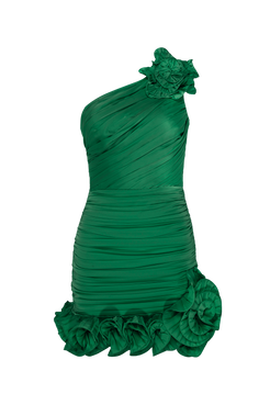 VESTIDO CURTO CETIM ISABEL VERDE ESCURO